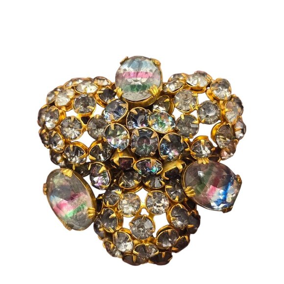 Wonderful Iris/Rainbow Glass Layered Brooch Attributed To Vogue (A521) - Picture 6 of 9